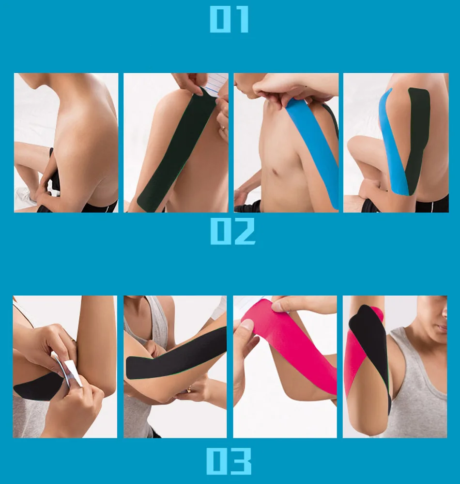 WOSWEIR-5 Size Kinesiology Tape Athletic Recovery Self Adherent Wrap Taping Medical Muscle Pain Relief Knee Pads Protector