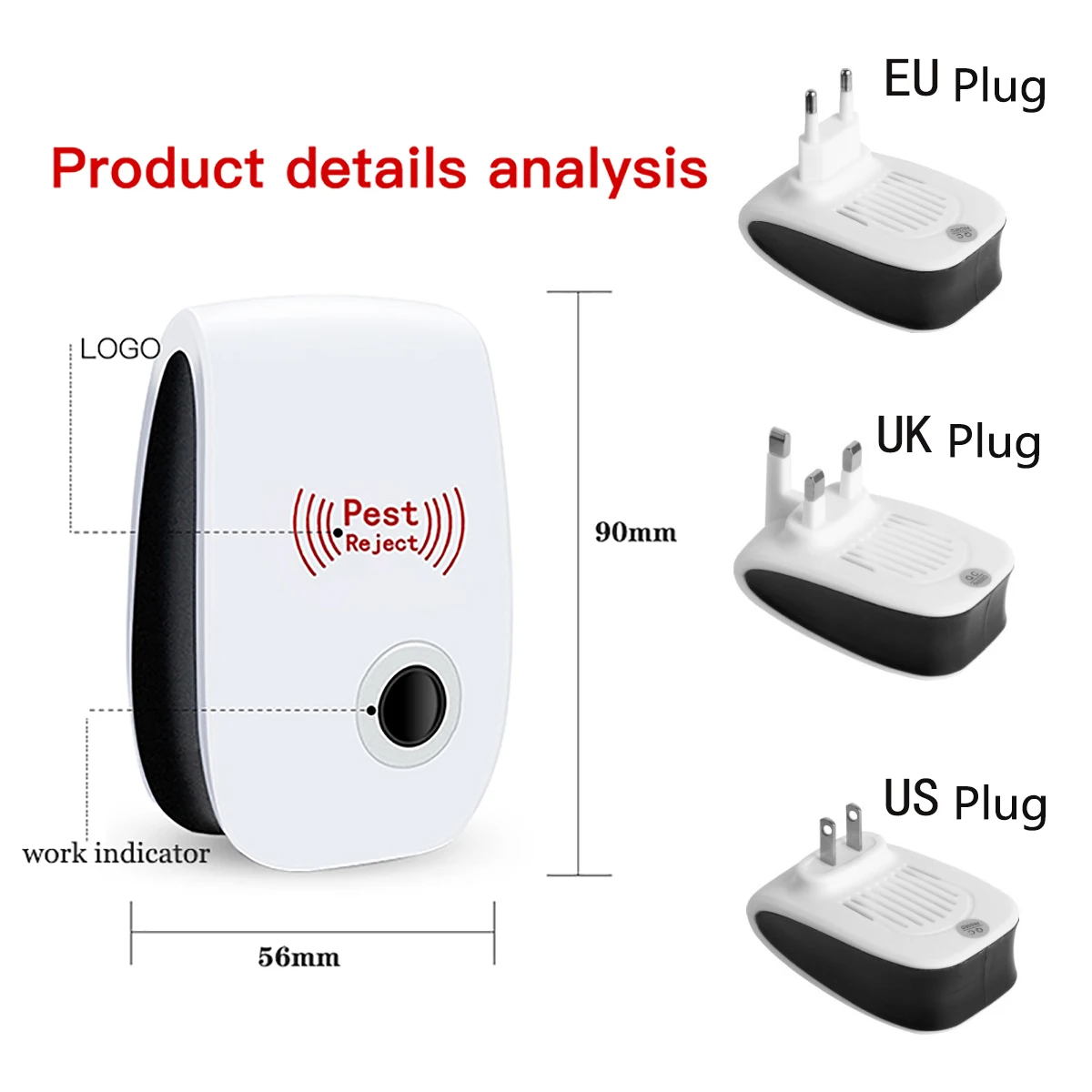 1/3/4/6Pack Ultrasonic Electromagnetic Mosquito Anti Mouse Insect Repeller Rat Cockroach Control Household Pest Reject Repellent