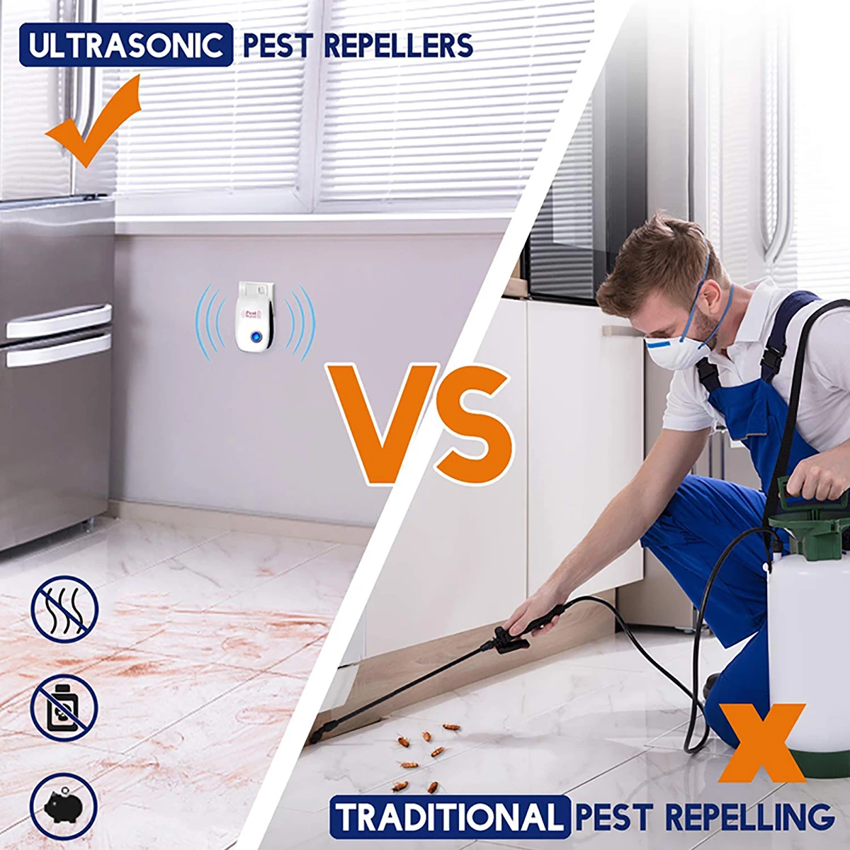 1/3/4/6Pack Ultrasonic Electromagnetic Mosquito Anti Mouse Insect Repeller Rat Cockroach Control Household Pest Reject Repellent