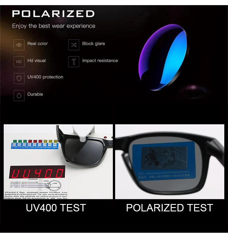 Classic Fashion Square Polarized Sunglasses Men Vintage Plastic Male Sun Glasses Women Stylish Black Outdoor Sports Shades UV400