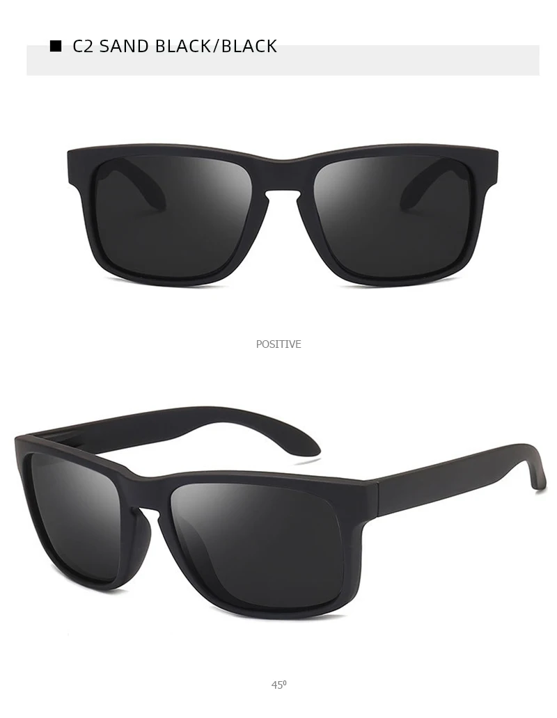 Classic Fashion Square Polarized Sunglasses Men Vintage Plastic Male Sun Glasses Women Stylish Black Outdoor Sports Shades UV400