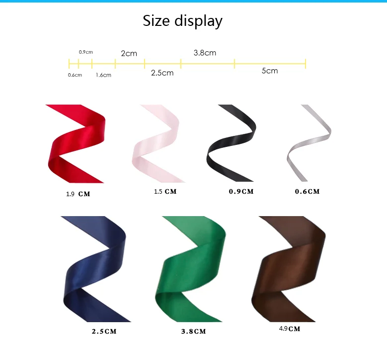 5 Meters 6mm/9mm/15mm/19mm/25mm/30mm/38mm/49mm Grosgrain Ribbons Handmade DIY Headwear Accessories Wedding Decorative Wrap Gift