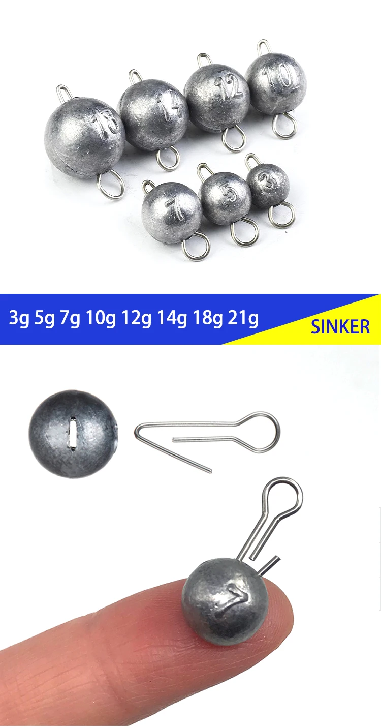 OBSESSION A020 3g-21g Fishing Cheburashka Sinker Fishing Accesories Jig Round Head Bullet Weight Soft Lure Connector Texas Group