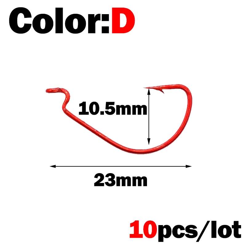 OUTKIT 10pcs mini Style Soft Worm Hooks High Carbon Steel Wide Super Lock Fishhooks Lure Softjerk Rockfishing Fishing Tackle