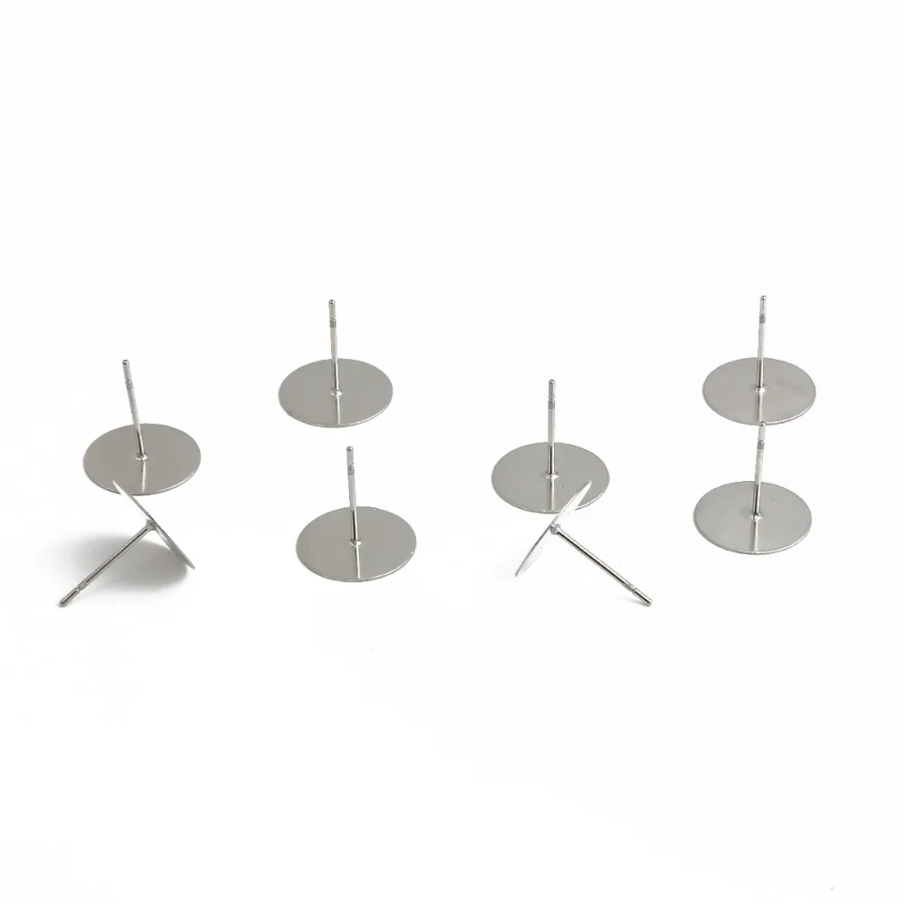 100-200pcs Stainless Steel Blank Post Flat Earring Stud Base Pins Earrings Earplug For DIY Earrings Jewelry Making Accessories