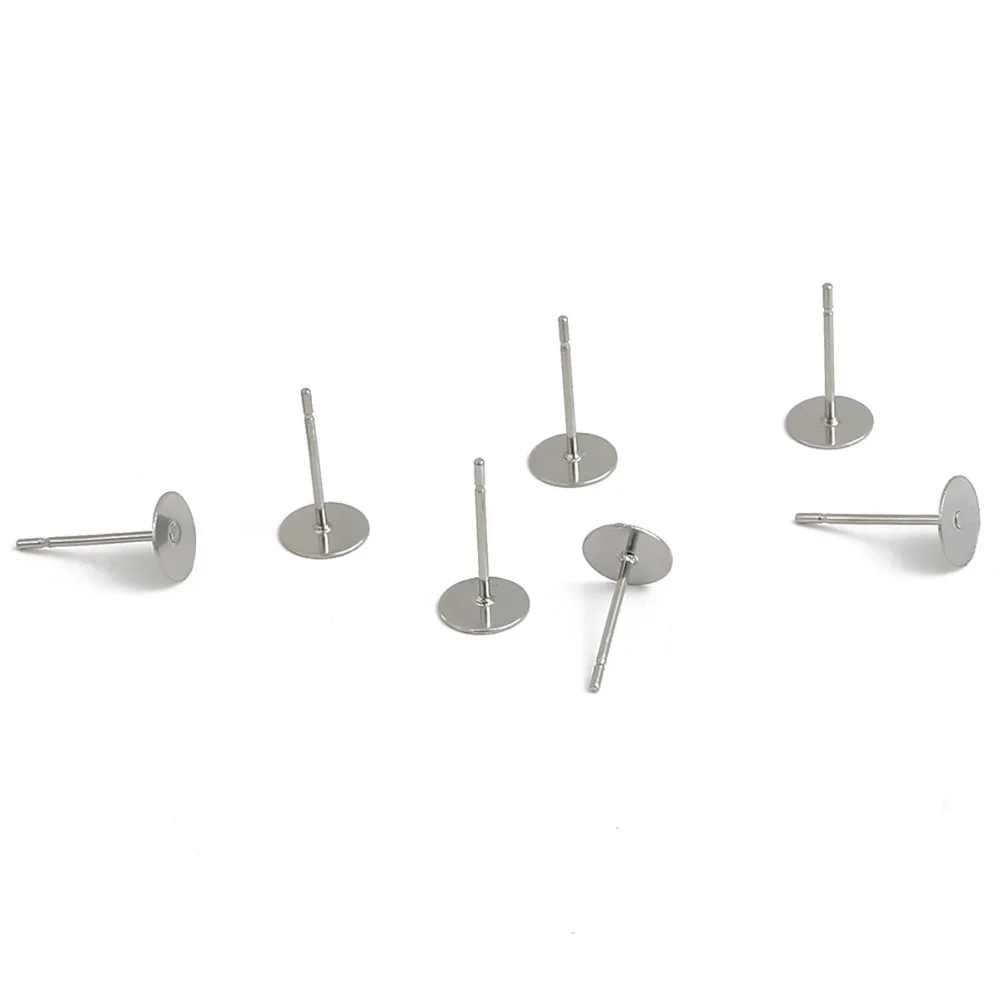 100-200pcs Stainless Steel Blank Post Flat Earring Stud Base Pins Earrings Earplug For DIY Earrings Jewelry Making Accessories