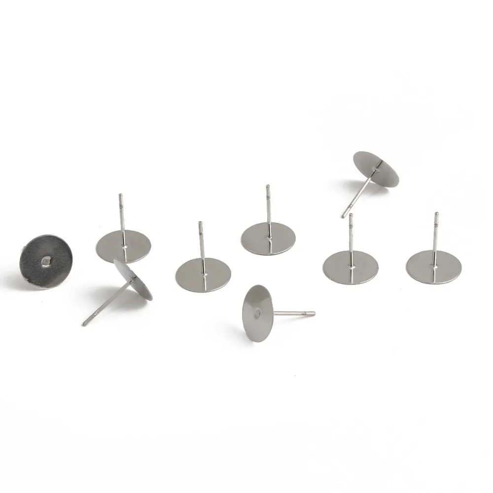 100-200pcs Stainless Steel Blank Post Flat Earring Stud Base Pins Earrings Earplug For DIY Earrings Jewelry Making Accessories
