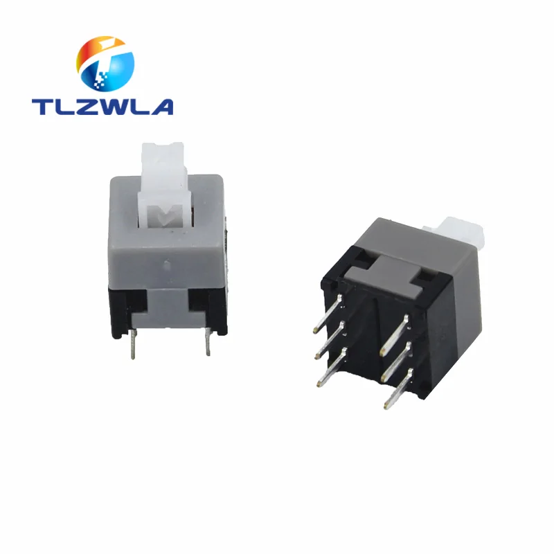 10PCS Mini Push button switch 6Pin Push Tactile Power Micro Switch Self lock On/Off button Latching switch 8.5X8.5mm 8.5*8.5mm