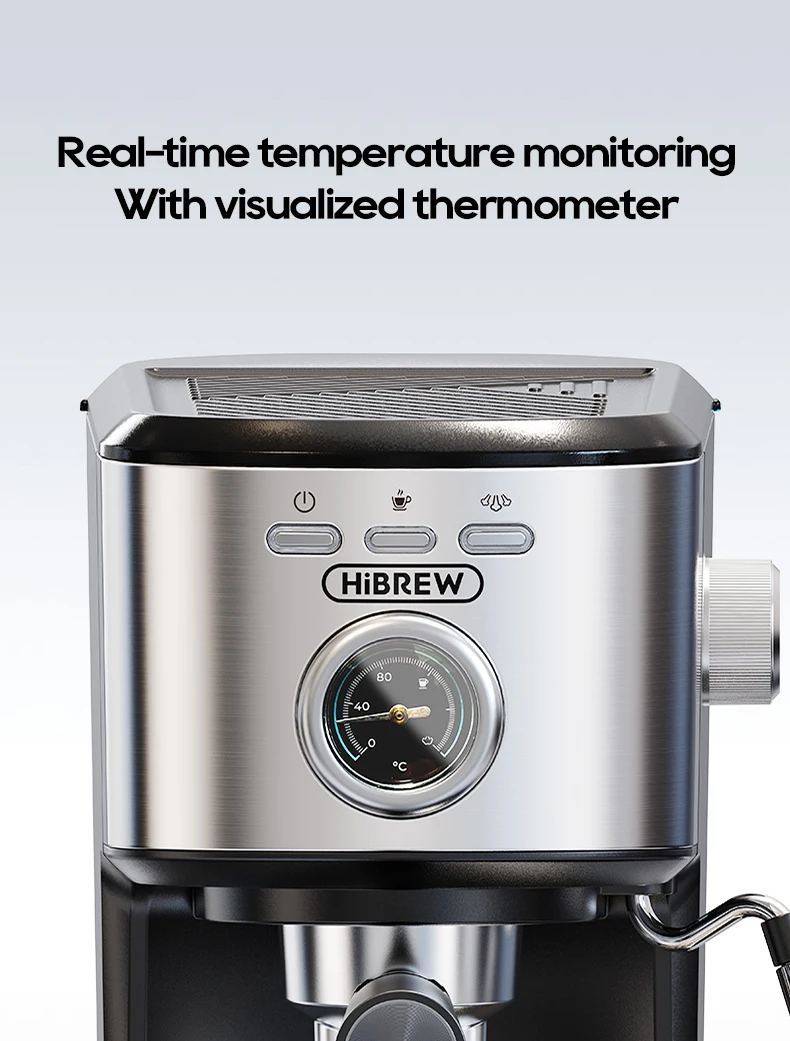 HiBREW Espresso Coffee machine Cafetera Semi Automatic Coffee Maker 20Bar Visual Temperatura H5A
