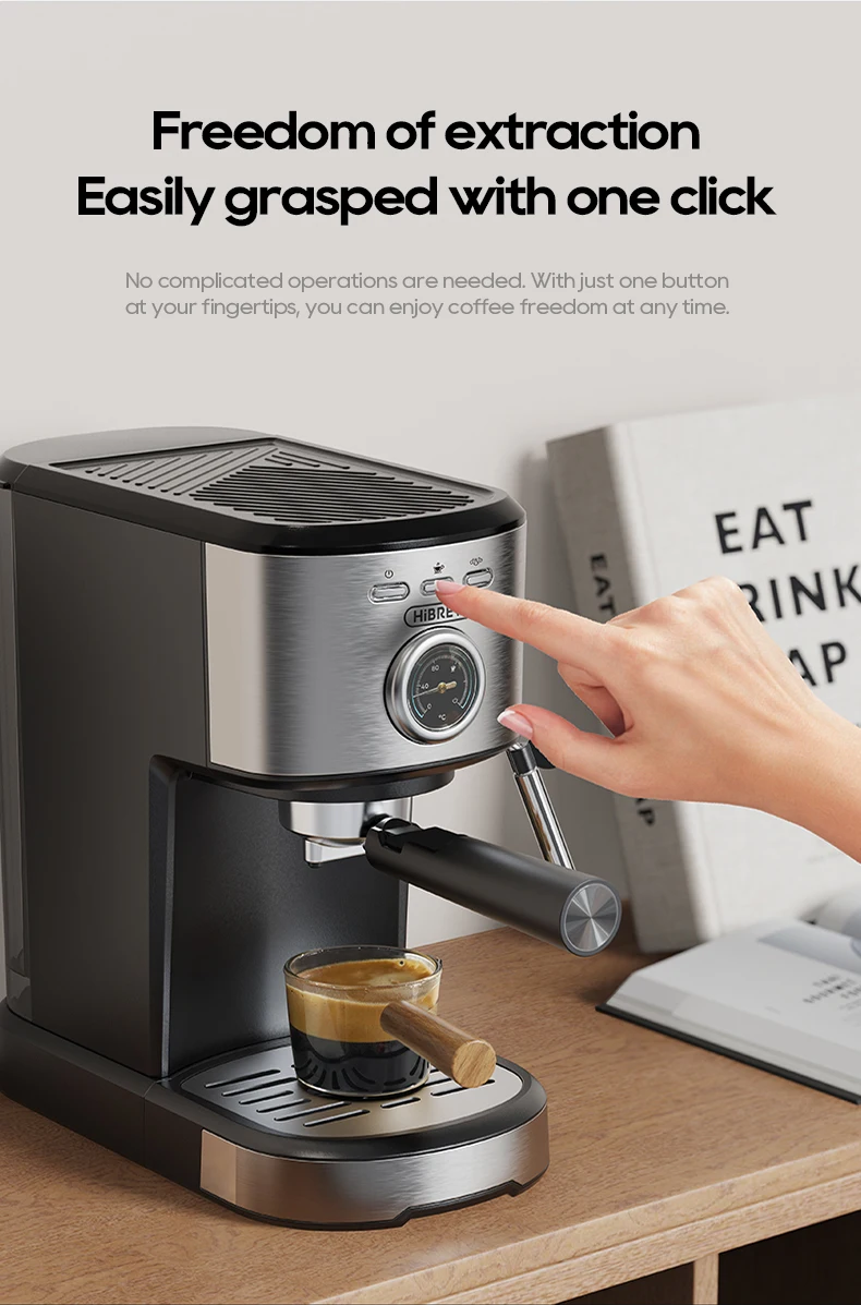 HiBREW Espresso Coffee machine Cafetera Semi Automatic Coffee Maker 20Bar Visual Temperatura H5A