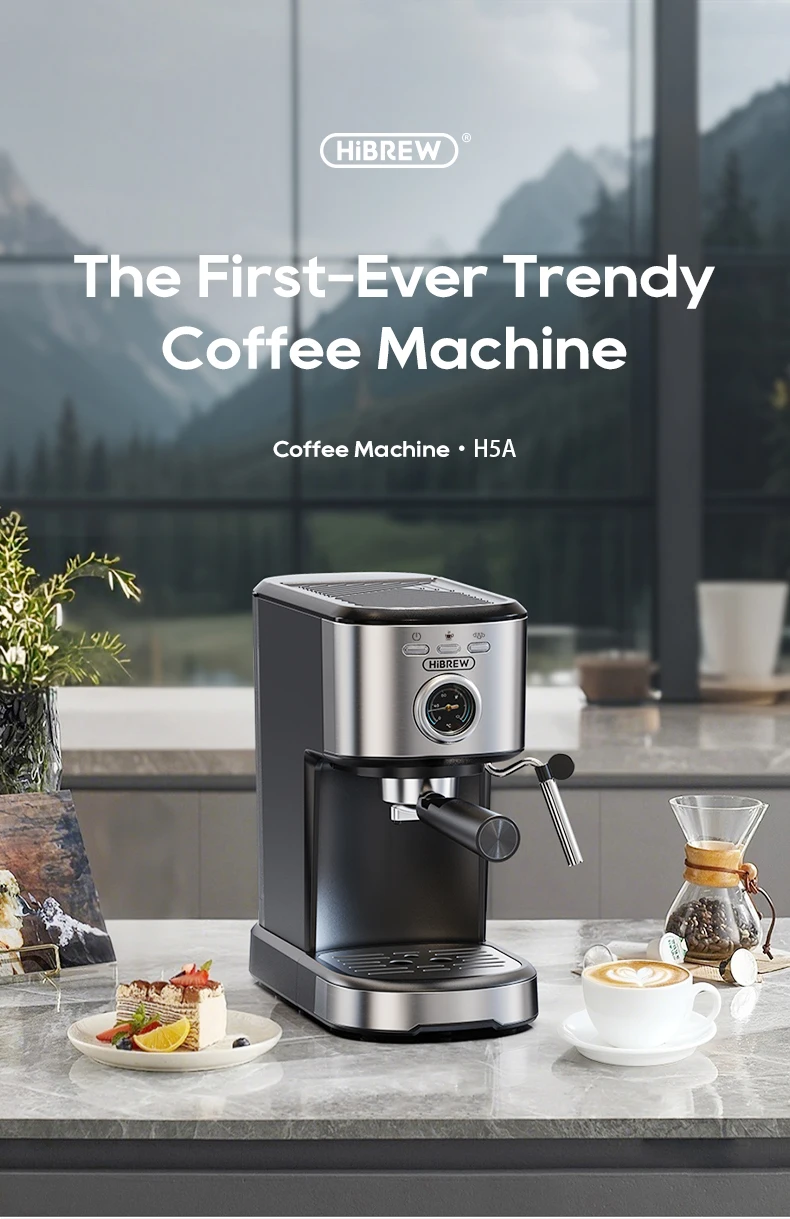 HiBREW Espresso Coffee machine Cafetera Semi Automatic Coffee Maker 20Bar Visual Temperatura H5A