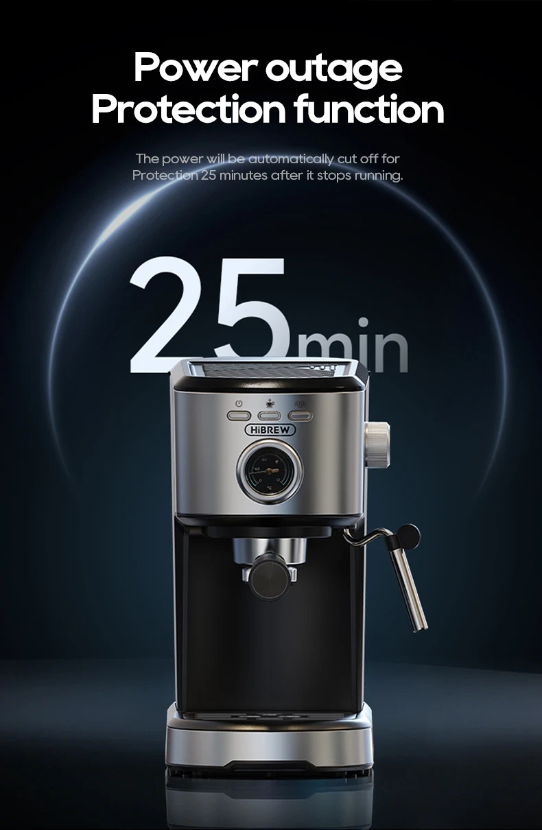 HiBREW Espresso Coffee machine Cafetera Semi Automatic Coffee Maker 20Bar Visual Temperatura H5A