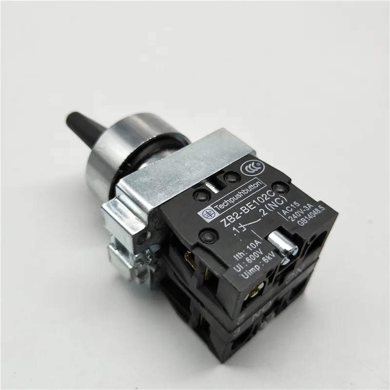 22mm XB2-BD21 BD23 BD25 BD33 BD45 BD53 1NO/2NO/1NO1NC 2/3 Position Self Locking / Self Resetting Selector Knob Switch