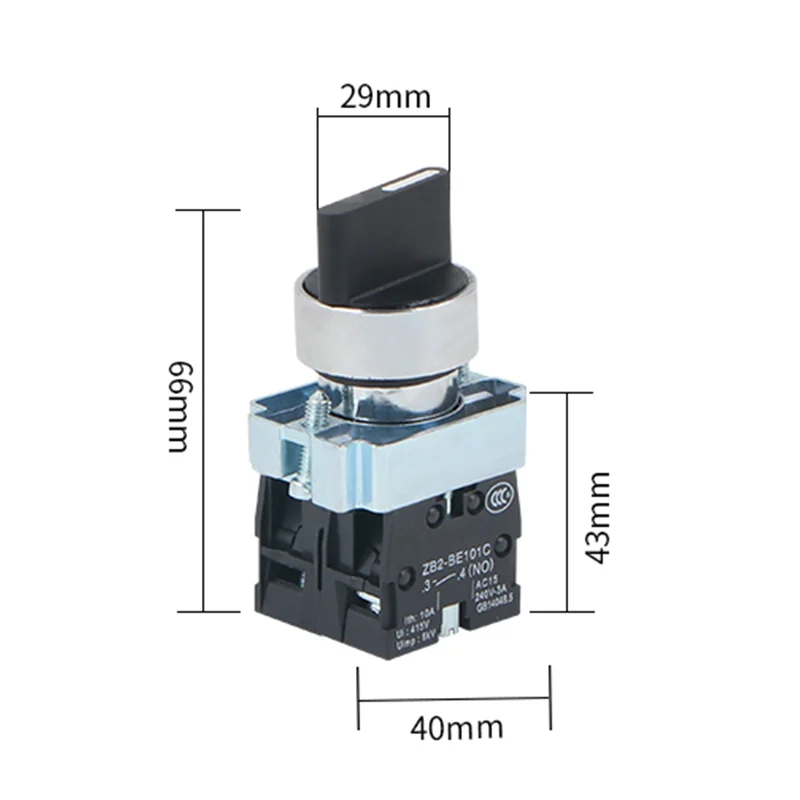 22mm XB2-BD21 BD23 BD25 BD33 BD45 BD53 1NO/2NO/1NO1NC 2/3 Position Self Locking / Self Resetting Selector Knob Switch
