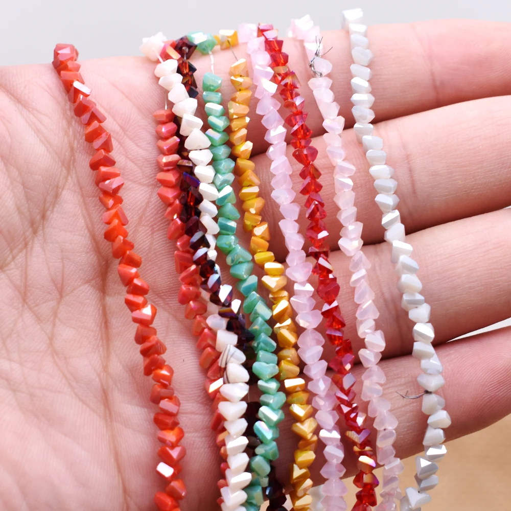 Yanqi 38 Color High quality Triangle Crystal Beads 4mm 130pcs Loose Crystal Glass Beads For Jewelry Making DIY Earring Necklace