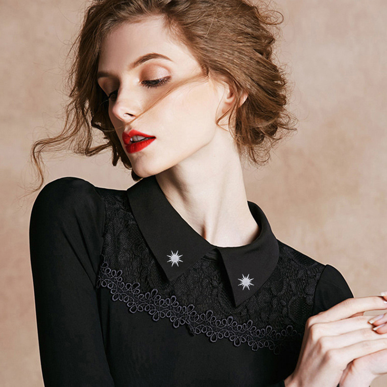 High-Grade Fashion Crystal Hexagram Six-Pointed Star Brooch Hijad Lapel Pin Corsage Collar Scarf Buckle Women Men Accessories