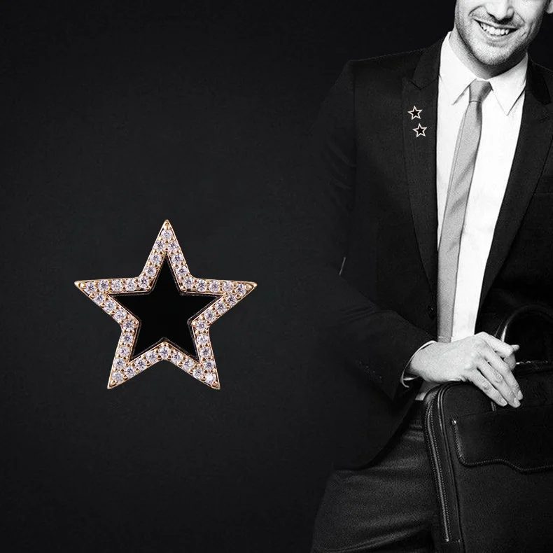 High-Grade Fashion Crystal Hexagram Six-Pointed Star Brooch Hijad Lapel Pin Corsage Collar Scarf Buckle Women Men Accessories