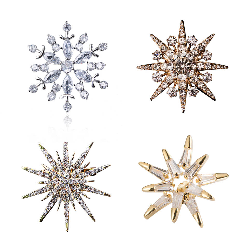 High-Grade Fashion Crystal Hexagram Six-Pointed Star Brooch Hijad Lapel Pin Corsage Collar Scarf Buckle Women Men Accessories