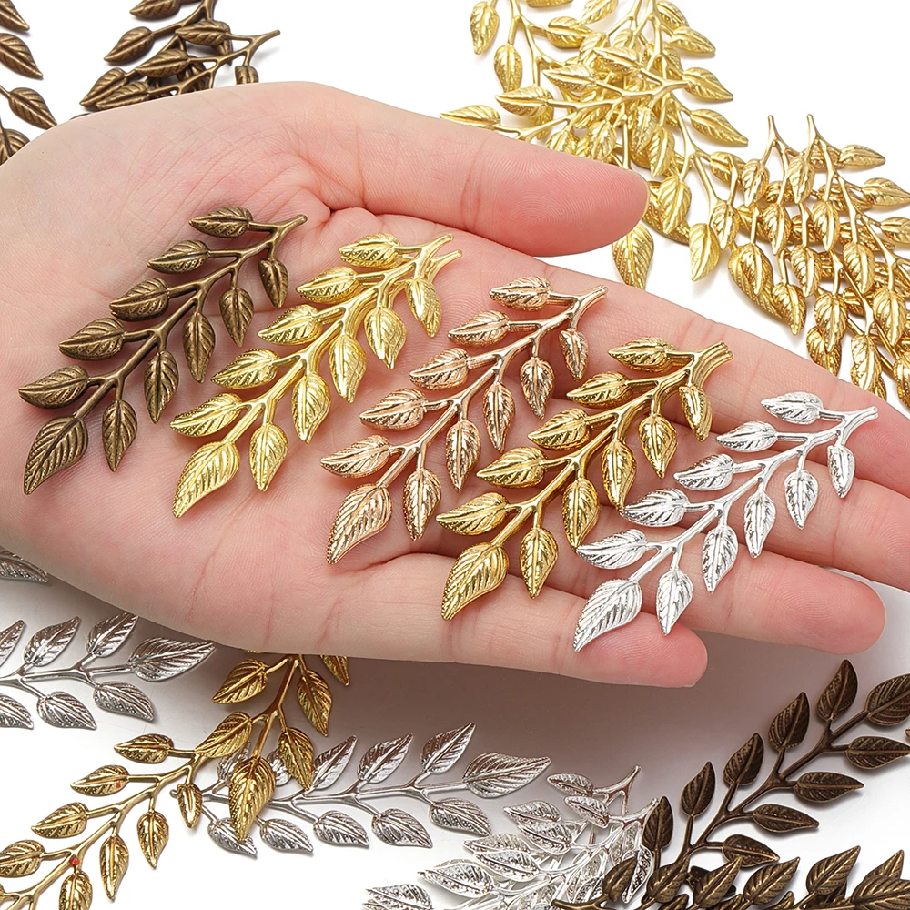 10/20pcs Gold Matal Leaf Charm 19x64mm Pendants for Hair Sticks Accessories Jewelry Making Necklace Findings Handmade Craft DIY