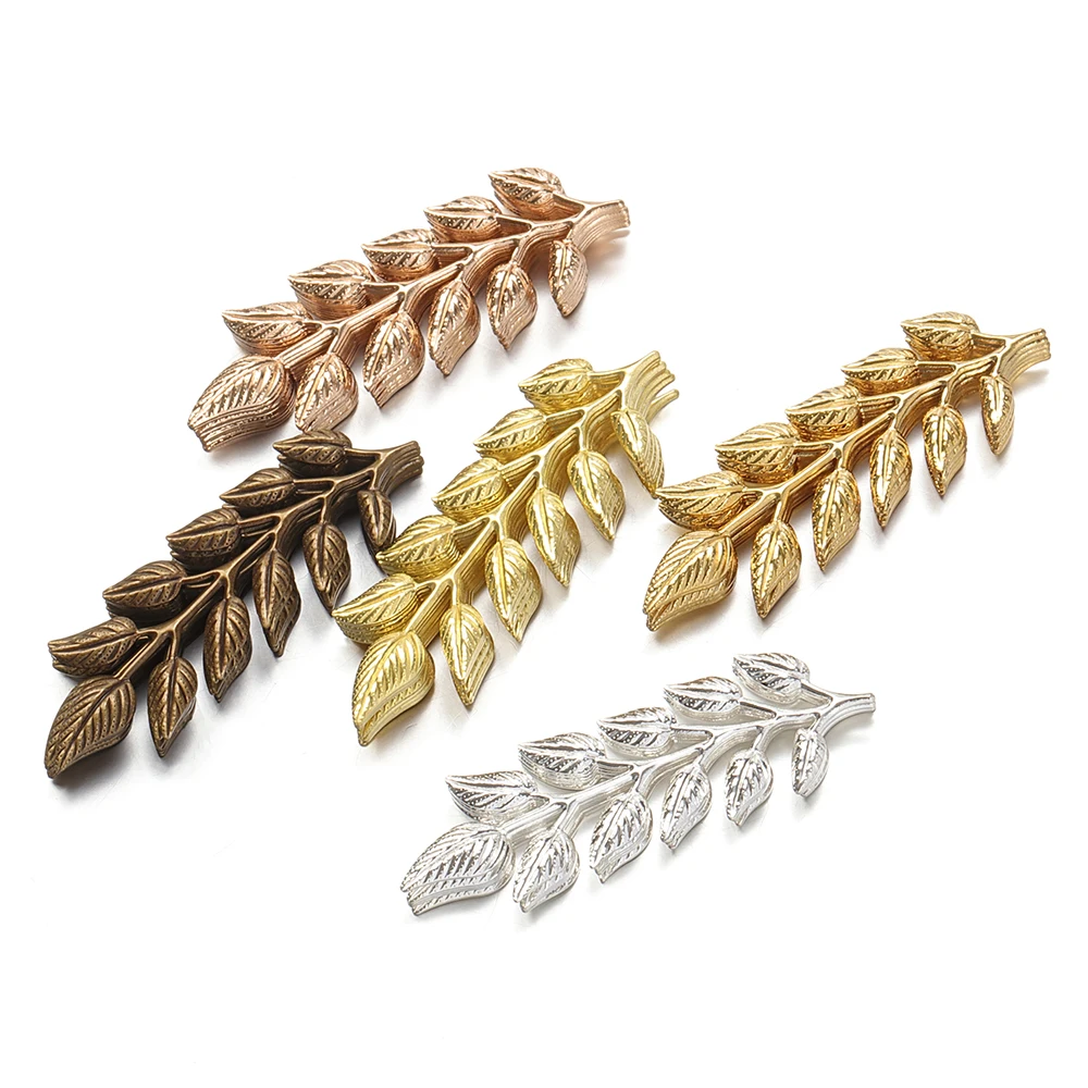 10/20pcs Gold Matal Leaf Charm 19x64mm Pendants for Hair Sticks Accessories Jewelry Making Necklace Findings Handmade Craft DIY