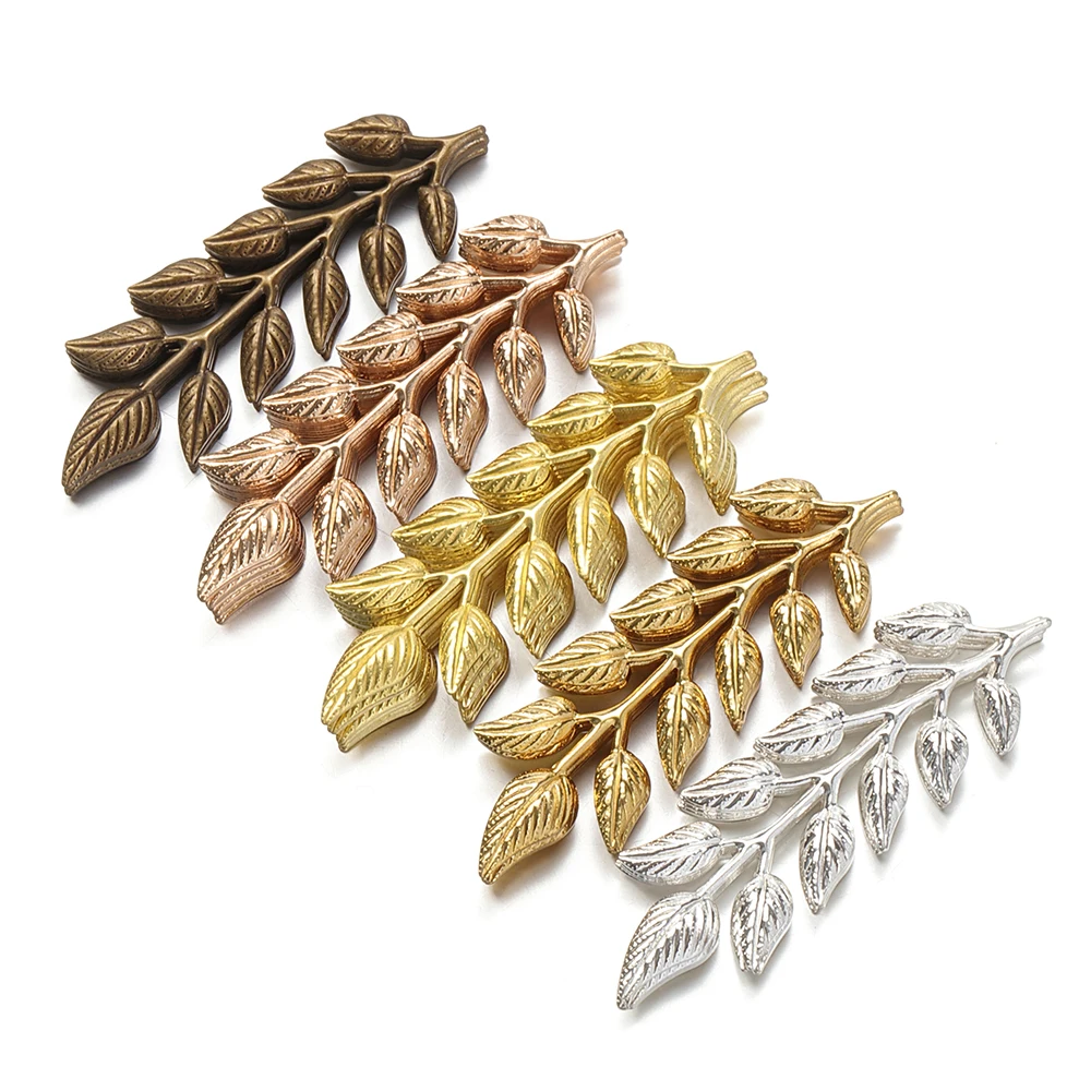 10/20pcs Gold Matal Leaf Charm 19x64mm Pendants for Hair Sticks Accessories Jewelry Making Necklace Findings Handmade Craft DIY
