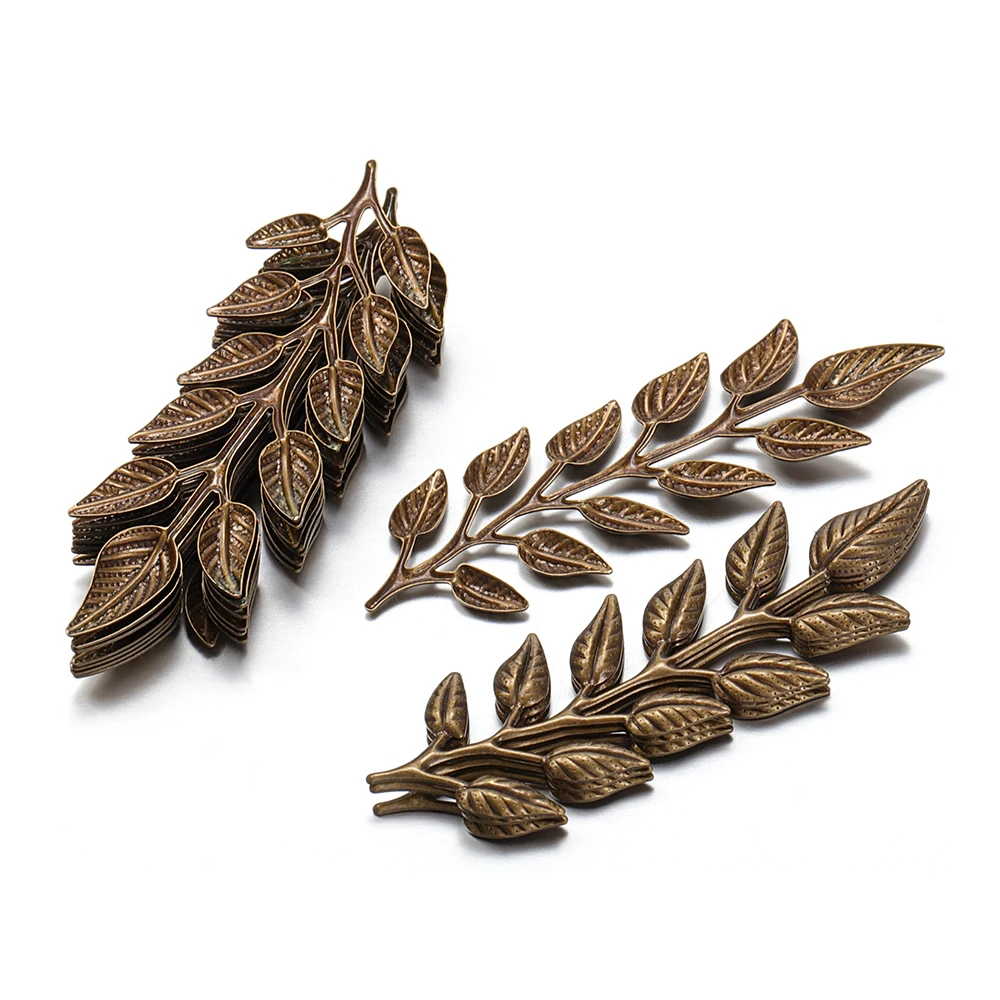 10/20pcs Gold Matal Leaf Charm 19x64mm Pendants for Hair Sticks Accessories Jewelry Making Necklace Findings Handmade Craft DIY