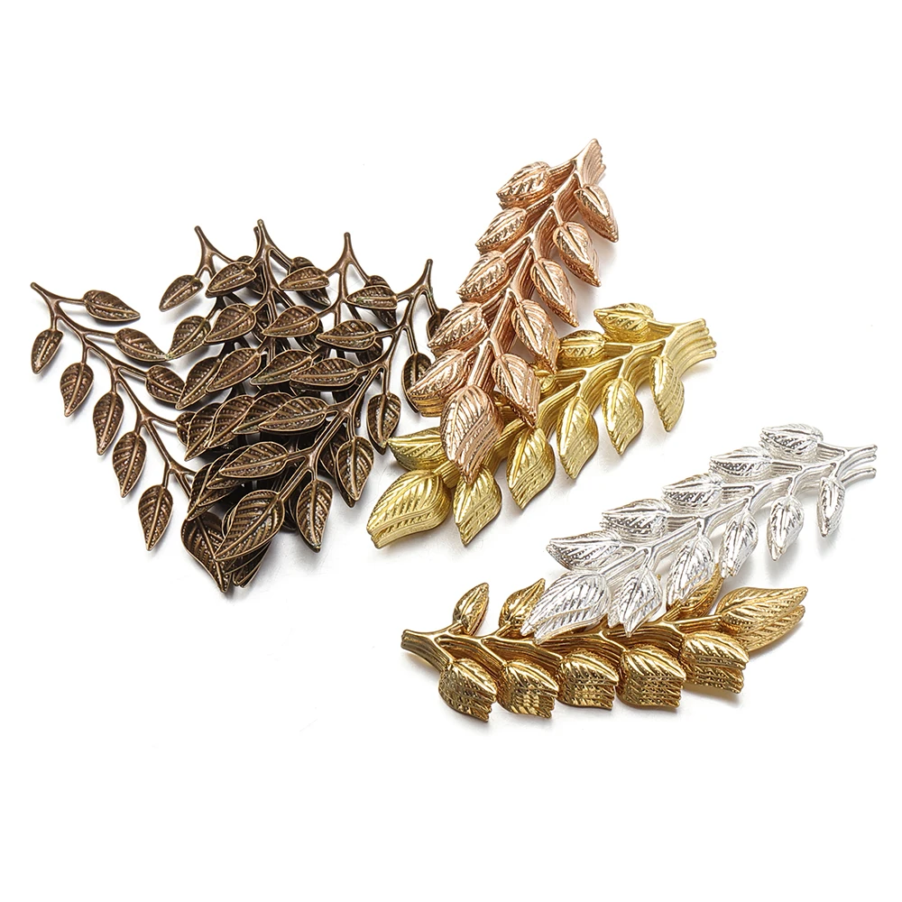 10/20pcs Gold Matal Leaf Charm 19x64mm Pendants for Hair Sticks Accessories Jewelry Making Necklace Findings Handmade Craft DIY