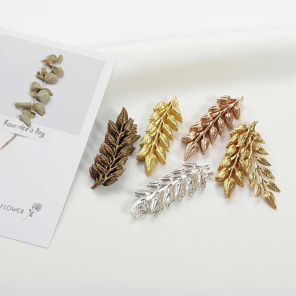 10/20pcs Gold Matal Leaf Charm 19x64mm Pendants for Hair Sticks Accessories Jewelry Making Necklace Findings Handmade Craft DIY