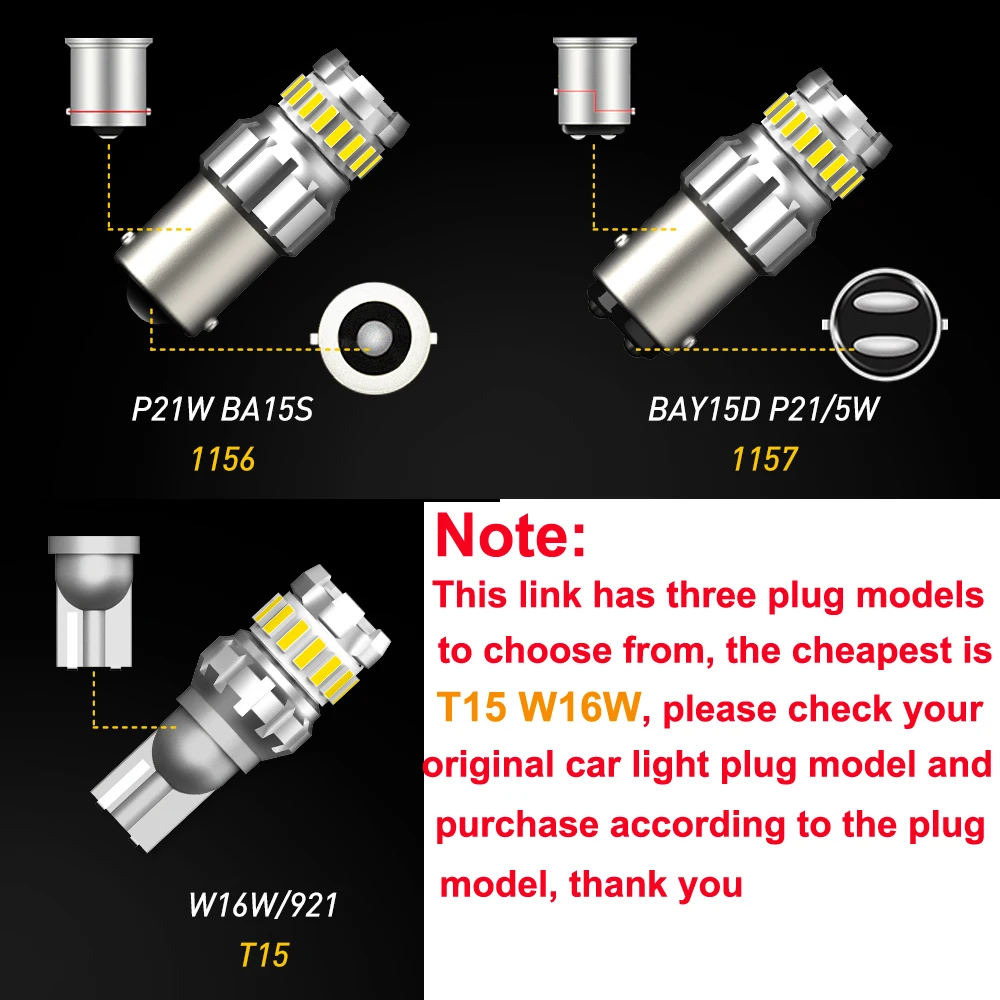 AUXITO 2pcs P21W BA15S LED Canbus 1156 BAY15D 1157 P21/5W LED Bulbs T15 R5W Car Lights 6500K White Brake Lights Reverse Lamp DRL