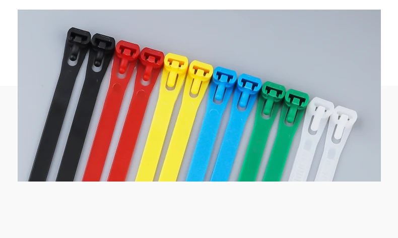 20pcs Plastic Reusable Cable Zip Ties 8*200/250/300/450 Releasable Nylon Adjust Loose Slipknot Recycle Detachable Bundle 5*200