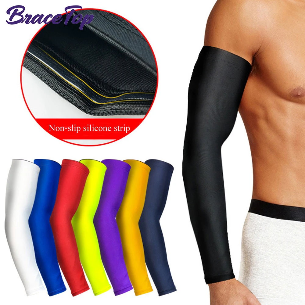BraceTop 1 PC Sport Arm Compression Sleeve Basketball Cycling Arm Warmer Fitness Running UV Protection Volleyball Sunscreen Band
