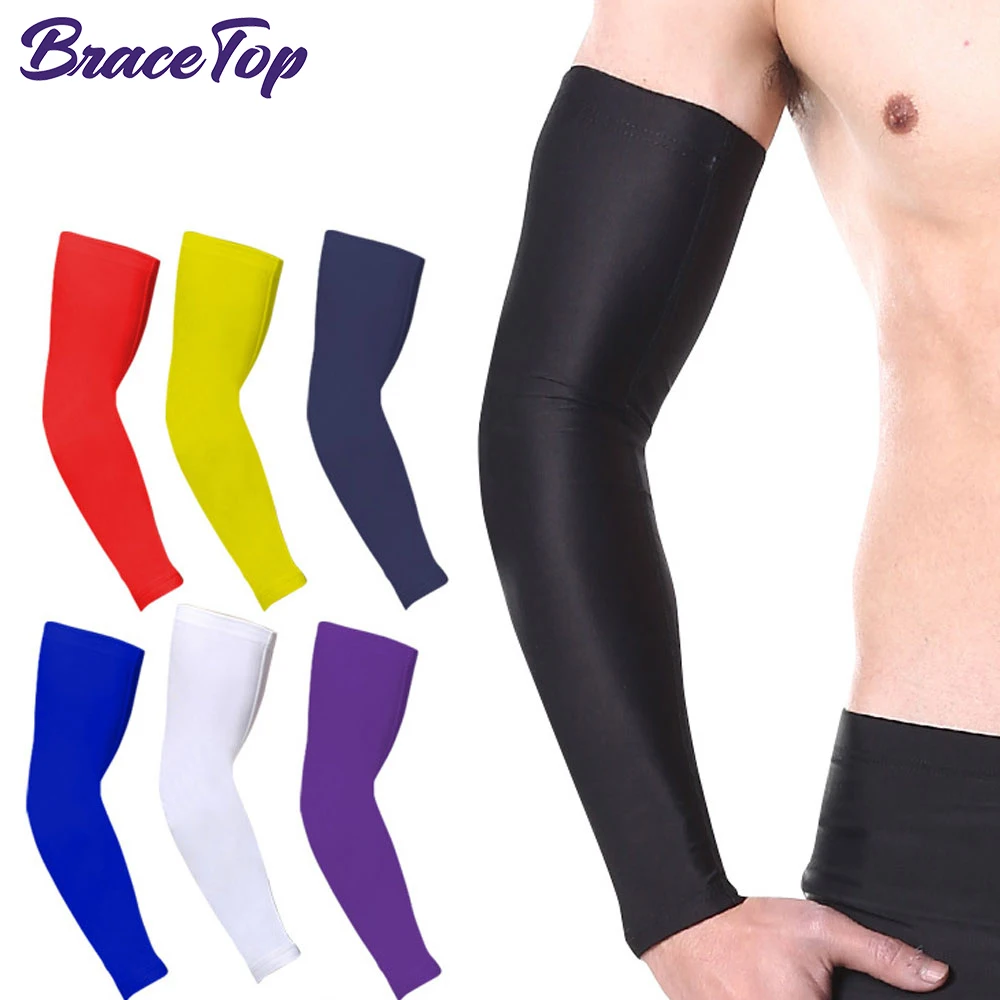 BraceTop 1 PC Sport Arm Compression Sleeve Basketball Cycling Arm Warmer Fitness Running UV Protection Volleyball Sunscreen Band