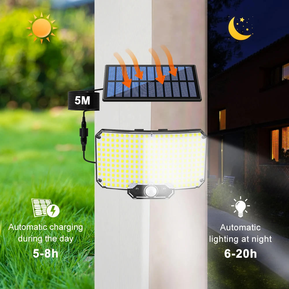234/280 LED Solar Lights 3 Working Modes Super Bright Motion Sensor Outdoor IP65 Waterproof Flood Wall Security Lights Yard