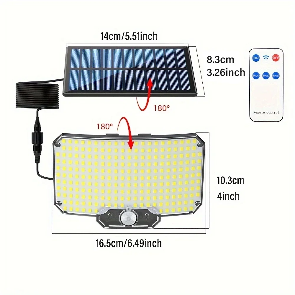 234/280 LED Solar Lights 3 Working Modes Super Bright Motion Sensor Outdoor IP65 Waterproof Flood Wall Security Lights Yard
