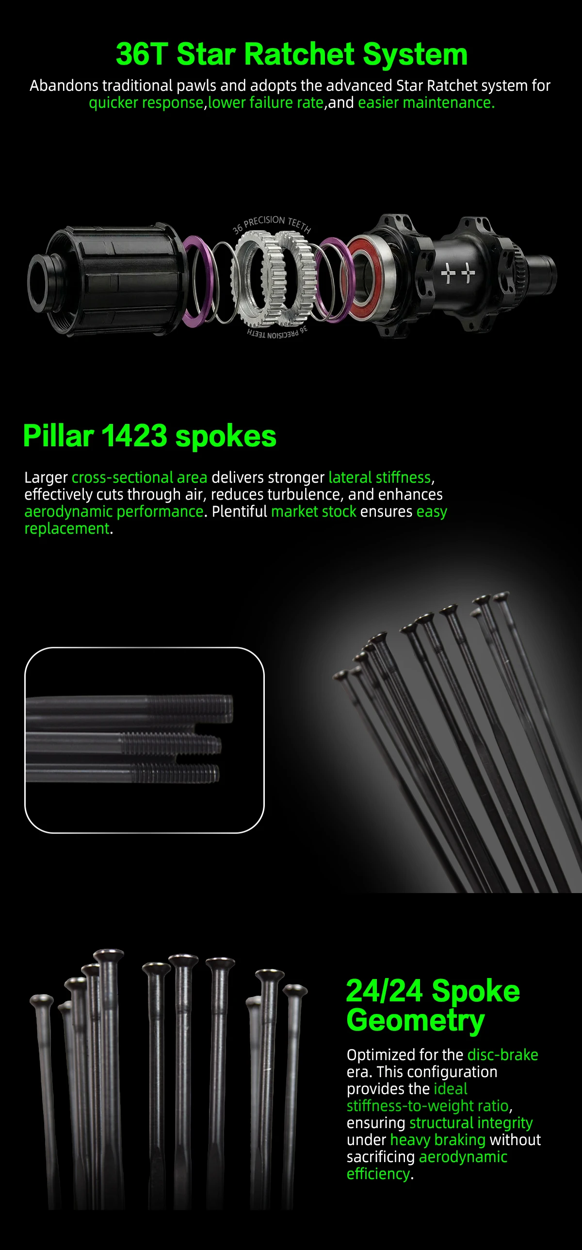 10PLUS Carbon Wheels T Series Disc Brake 700c Carbon Rim 36T Star Ratchet Center Lock Pillar 1423 Spokes Road Racing Wheelset