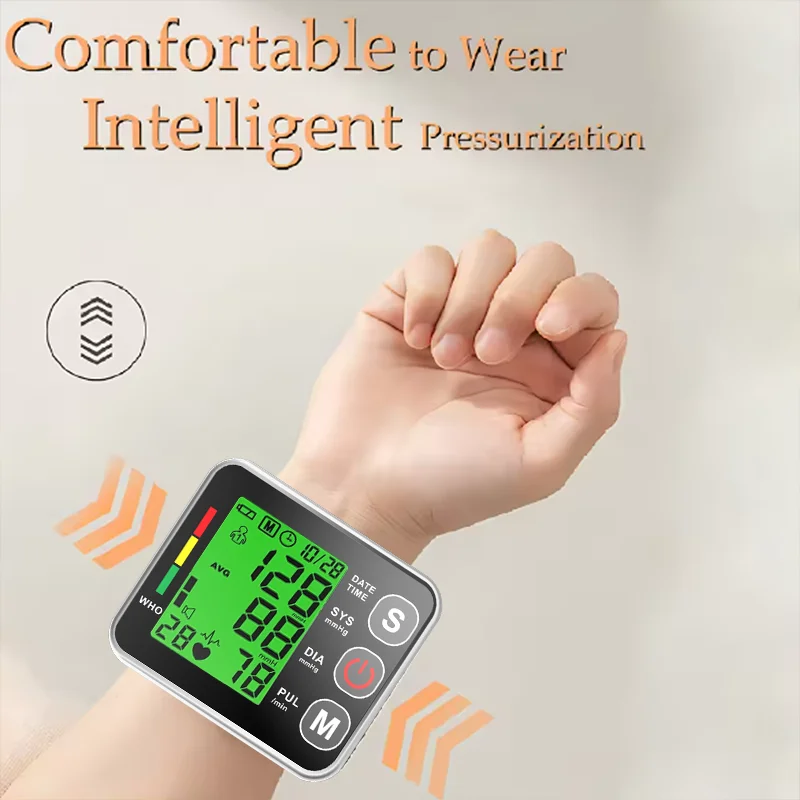 Portable LCD Wrist Blood Pressure Monitor Medical Digital Automatic Sphygmomanometer Heart Rate Pulse Mete Tonometer Health Care