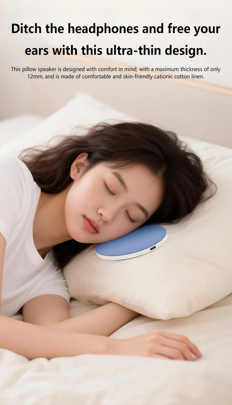 Under Pillow Bluetooth Sleep Speaker Portable Bedside Audio Device Soft Pillow Speaker for Relaxation Sleeping & Home Relaxation