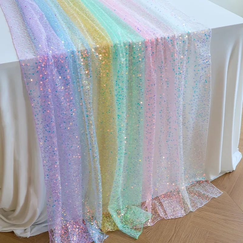 180x30cm Sequined Mermaid Glittering Table Runner Mermaid Girl Party Decor Little Mermaid Girls Birthday Wedding Party Decor