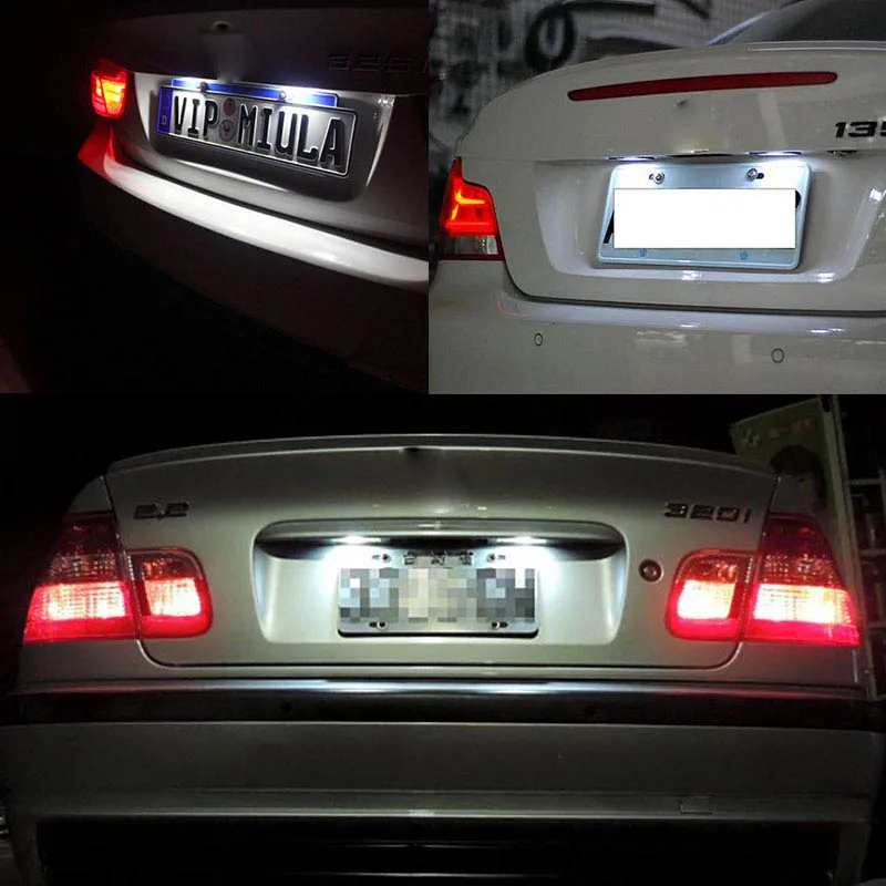 2X White LED Car License Plate Light Bulbs Auto Accessories For BMW E46 X5 E70 X6 E71 E72 E90 E92 E93 E91 M3 E39 M5 E60 E61 E82