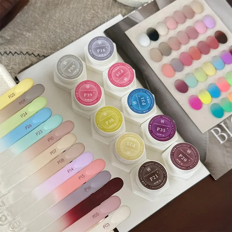 39-Color Air Cushion Patting Gel, High Saturation Blush Gradient Nail Art Gel, No Wipe Painting Transfer UV LED Soak Off Polish
