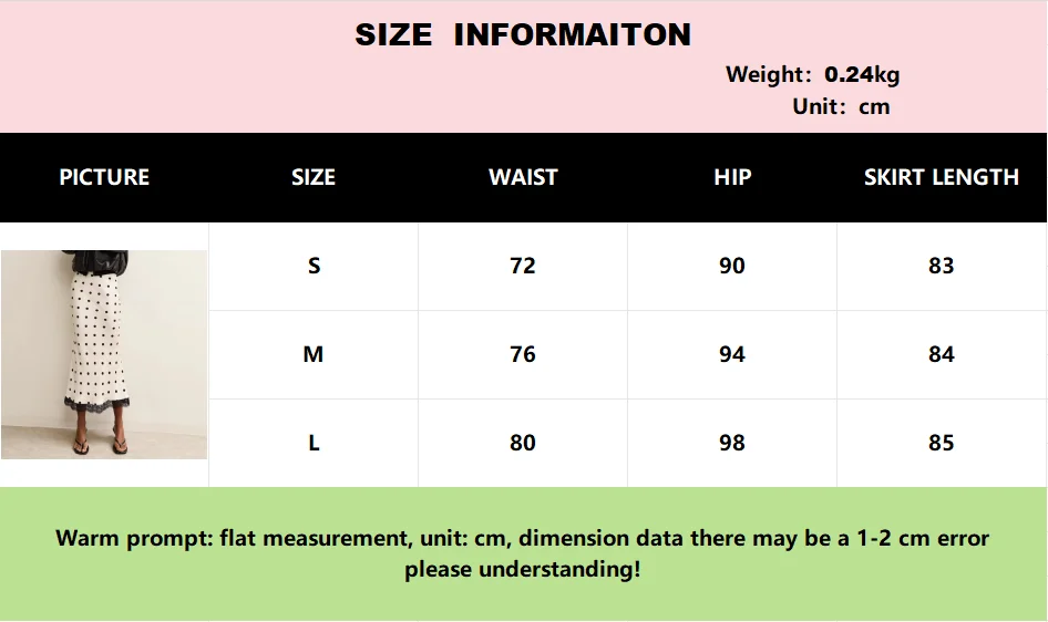 Elegant Polka Dot Skirt For Women Casual High Waist Satin Silk Patchwork Lace Midi Skirts 2026 Y2k Vintage Female Streetwear