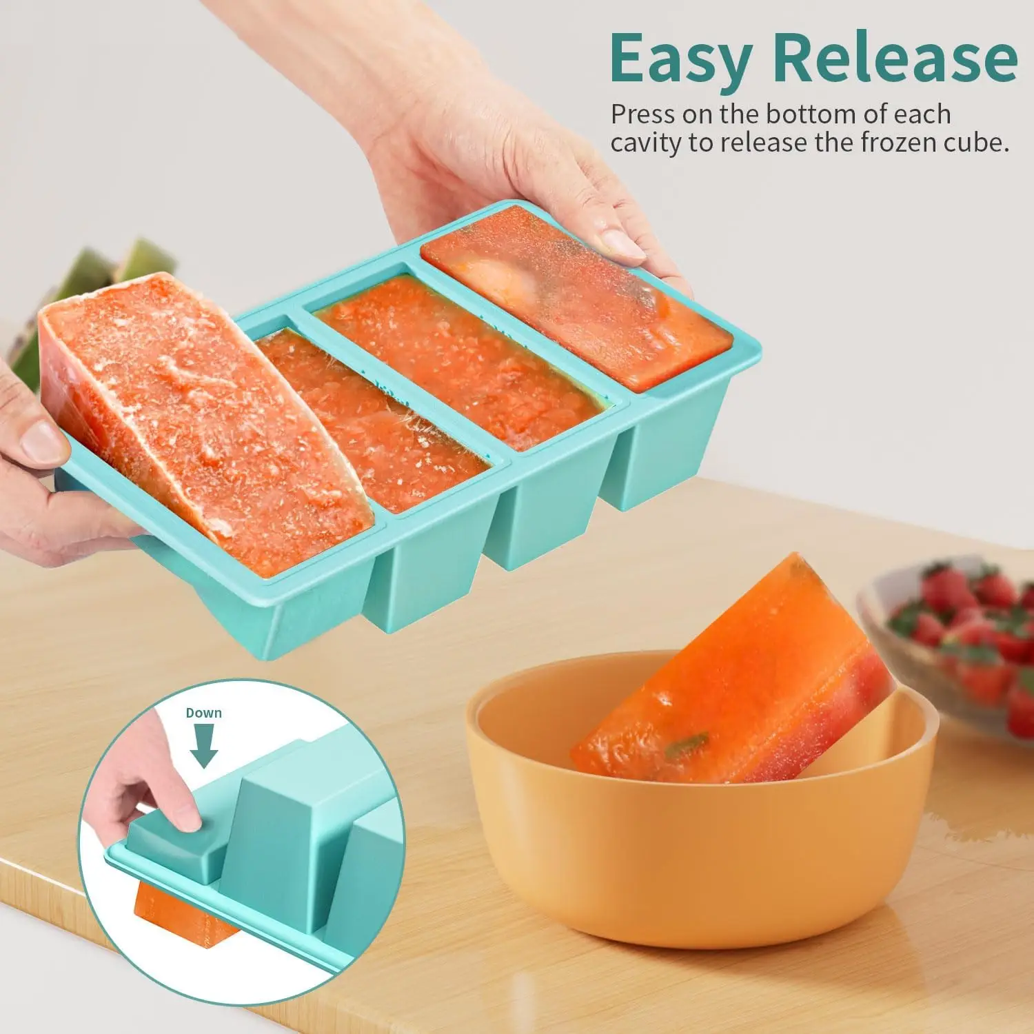Single Grid 250ml/500ml Silicone Freezer Trays Mold Large Ice Tray Mold Food Storage Box Fresh-keeping for Freezing Soup