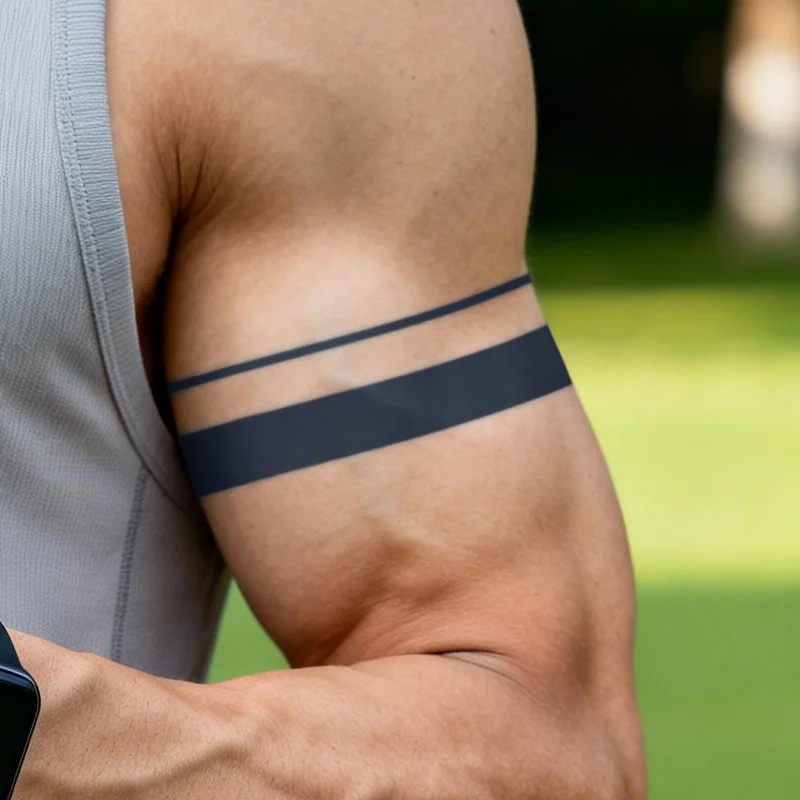 Geometric Line ArmBand Waterproof Temporary Tattoo Stickers, Long-lasting Waterproof for One to Two Weeks, Suitable for Arm, Leg