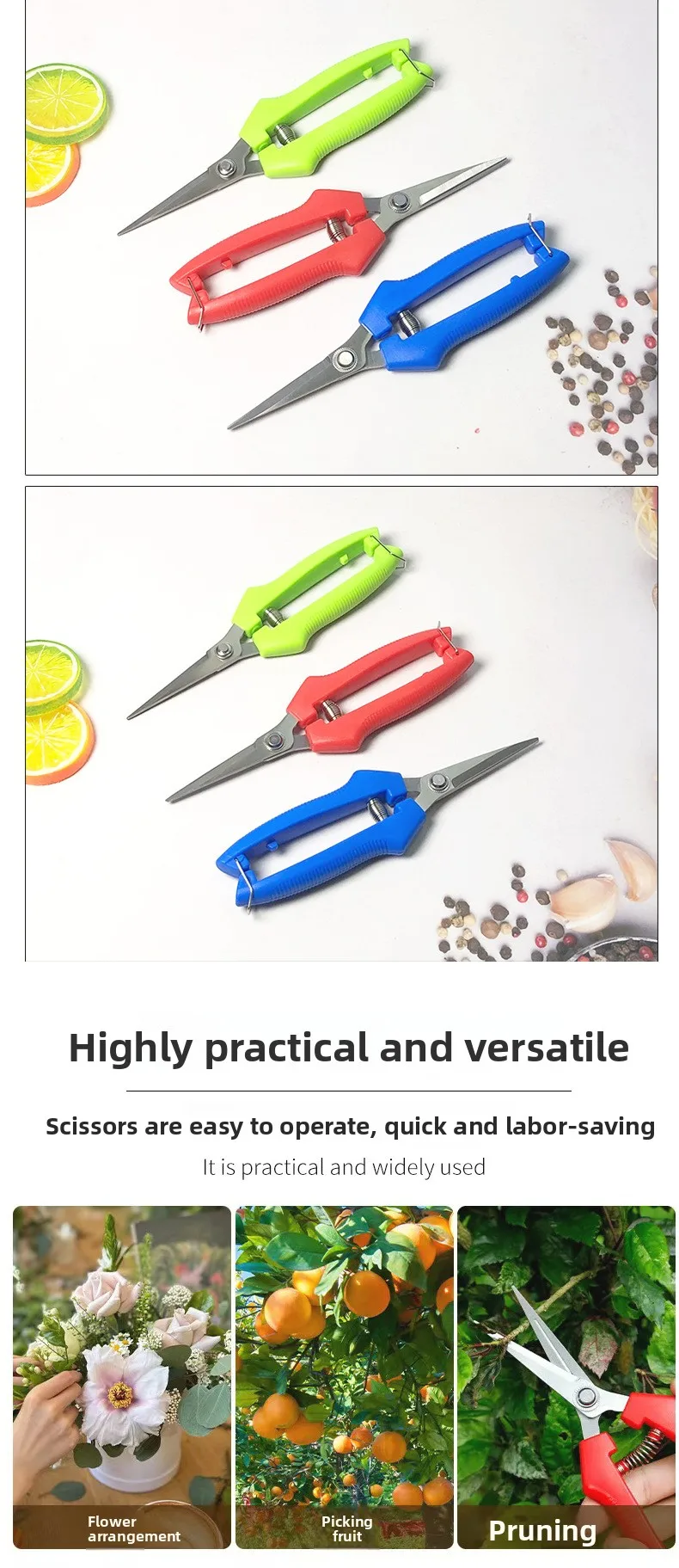 Straight Head Pruning Shears Non-slip HandleStainless Steel Outils Manuels Household Bonsai Garden Scissors Pruing Shear 1Pcs