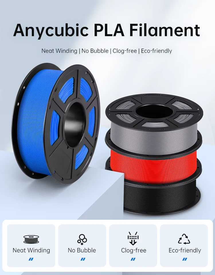 4Kg/lot ANYCUBIC 1.75mm Plastic PLA Filament For FDM 3D Printer 1kg/Roll Consumables 3D Printing Material For Kobra 2 Neo Max