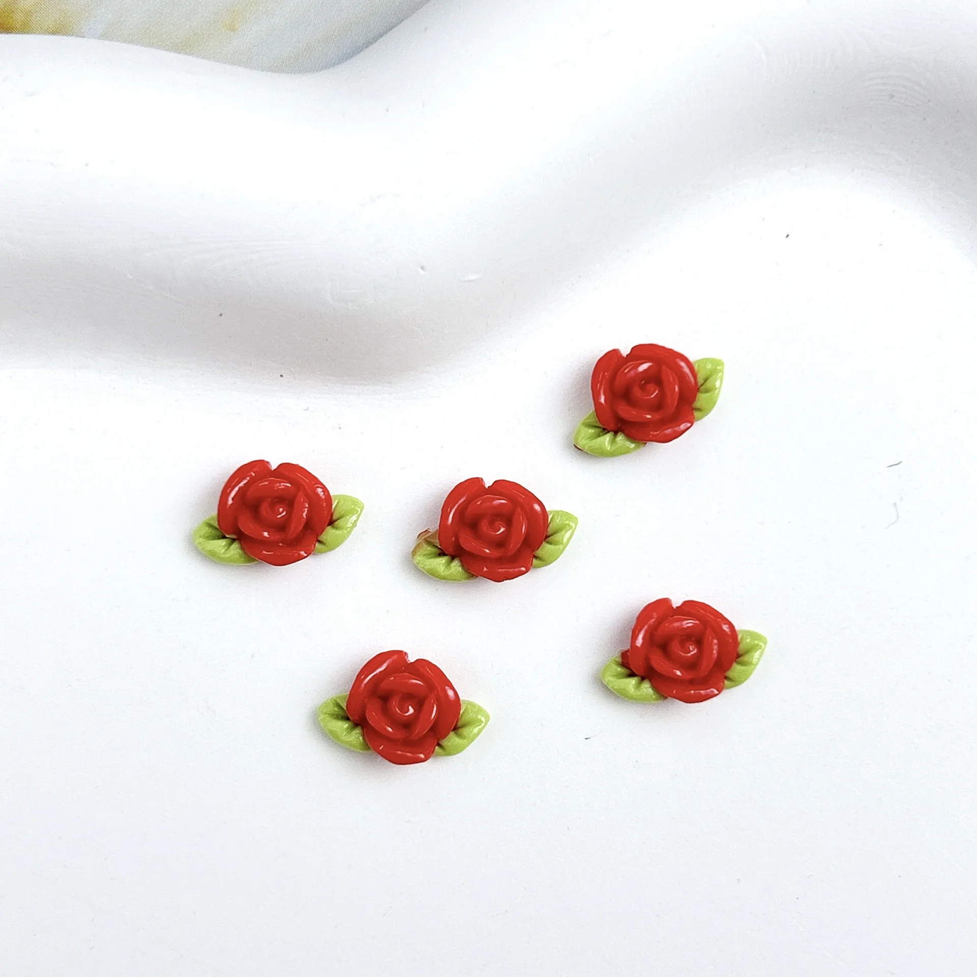 30Pcs Colorful Luminous Resin Rose Nail Art Decorations 3D Sweet Simulated Flowers Nail Charms for Making DIY Manicure Crafts