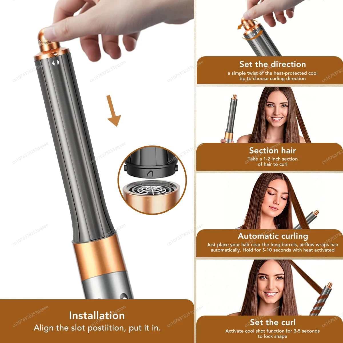 20/30/40mm Conical Long Hair Barrels Attachment Compatible For Dyson Airwrap HS01/05/08 Auto-Curling Iron Curler Voluminous Wave