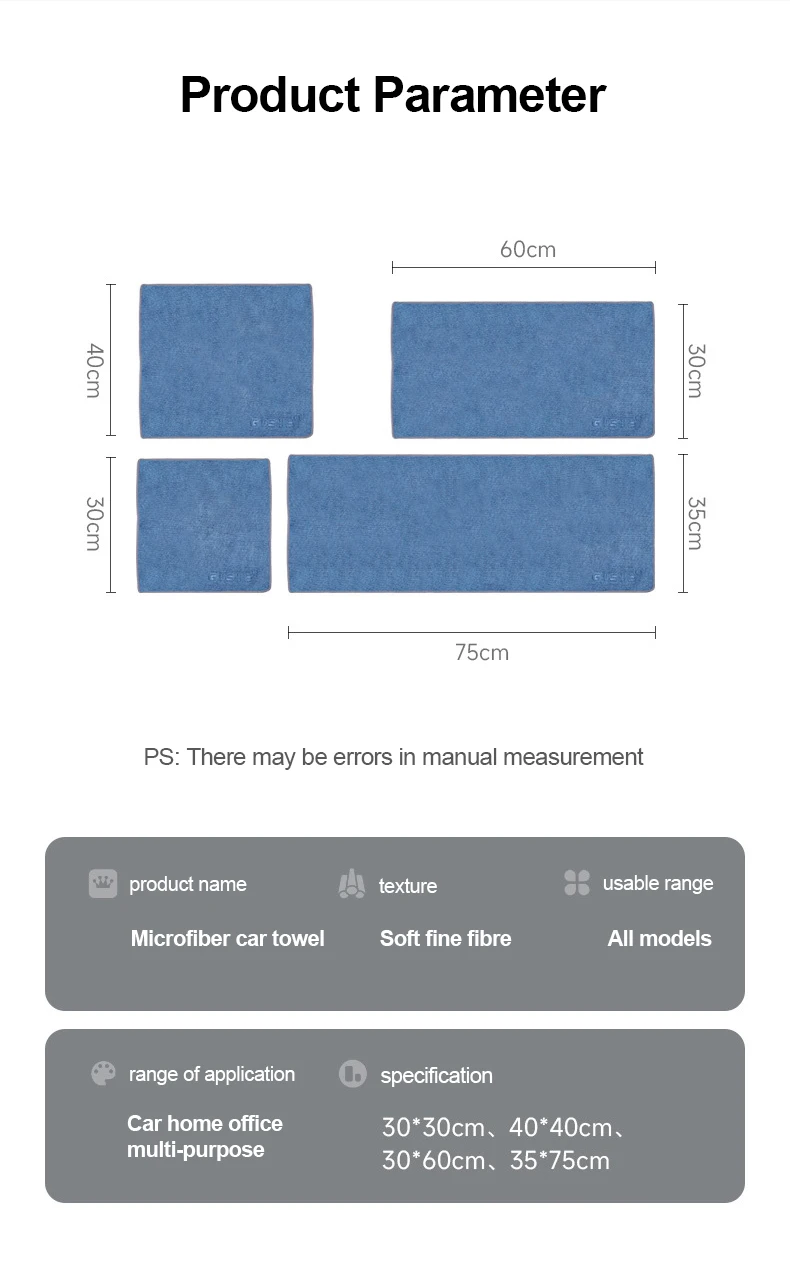 Microfiber Cleaning Towel Thicken Soft Drying Cloth Car Body Washing Towels Double Layer Clean Rags Car Accessories