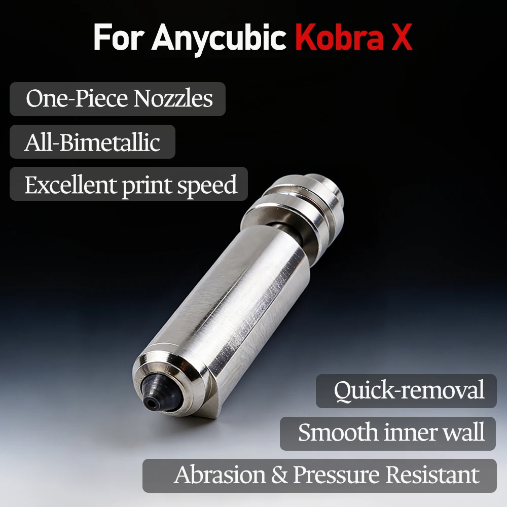 Upgraded Bimetallic Nozzles For Anycubic Kobra X Combo Quick Swap Hotend Nozzle Hardened Steel 0.2/0.4/0.6/0.8mm Kobra X Nozzle