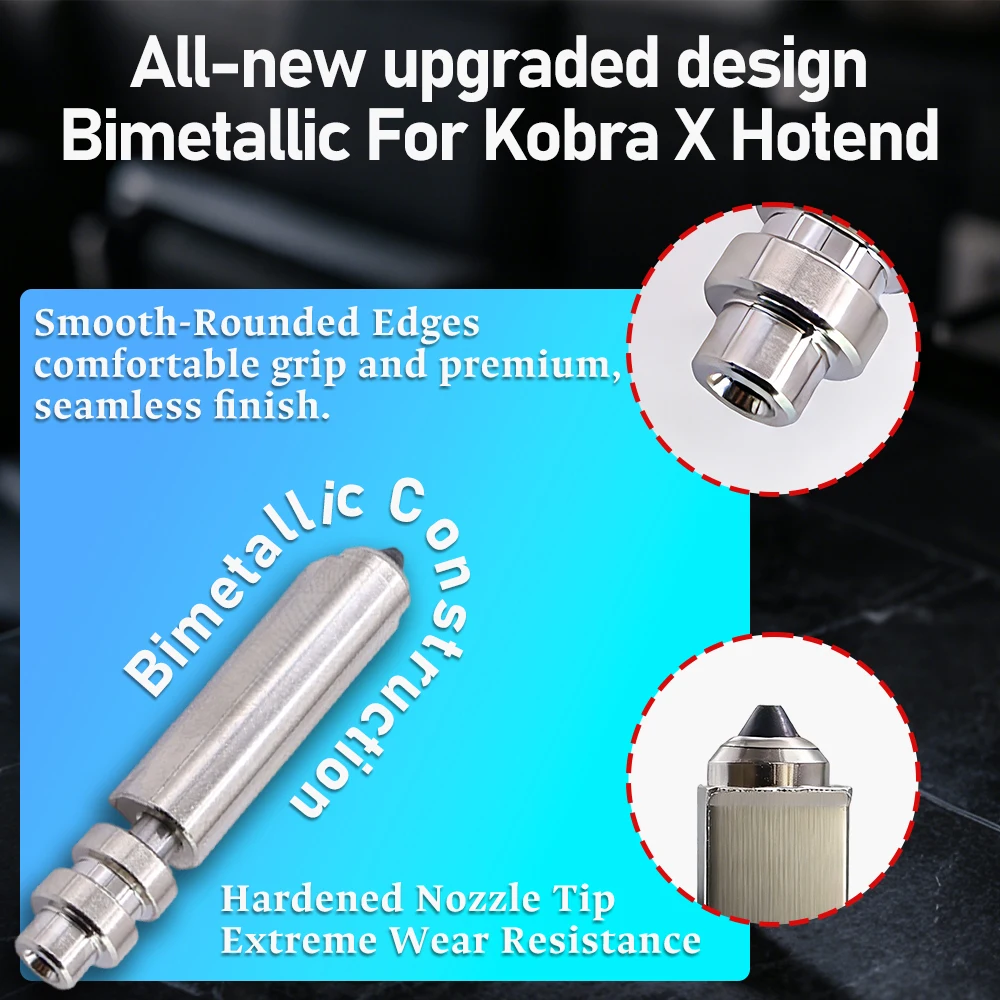 Upgraded Bimetallic Nozzles For Anycubic Kobra X Combo Quick Swap Hotend Nozzle Hardened Steel 0.2/0.4/0.6/0.8mm Kobra X Nozzle